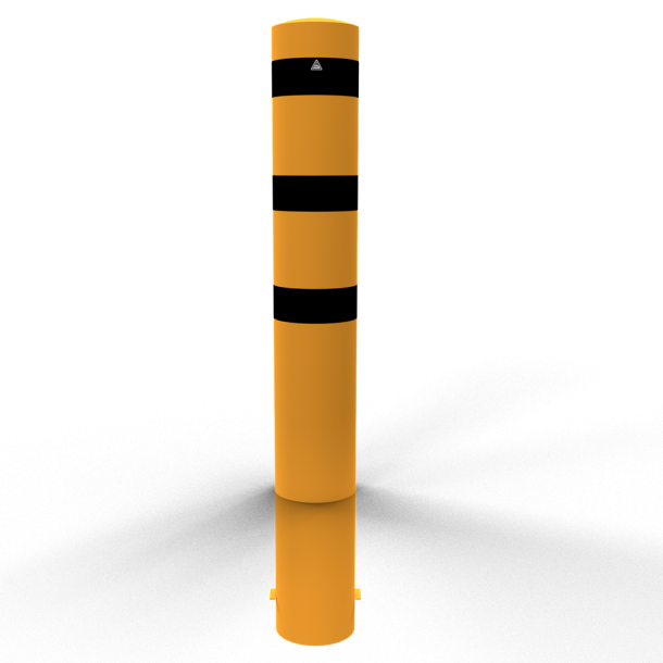 Bollard | steel tube  273 x 5 mm | yellow / black | stationary, for casting in concrete | total length: 2000 mm | with welded steel cap